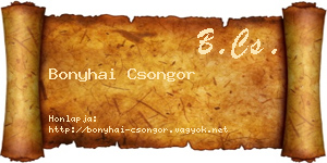 Bonyhai Csongor névjegykártya